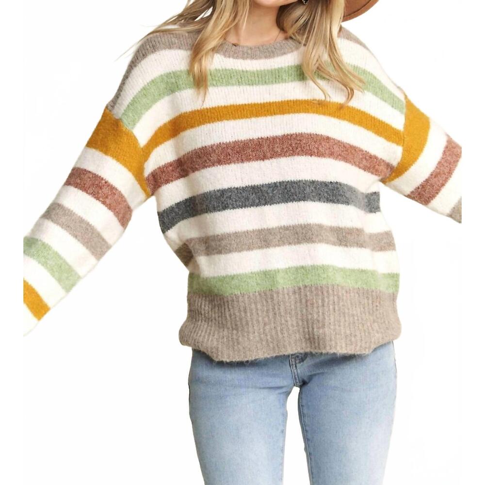 NEW MADELYN stripe sweater top - plus in mulit color